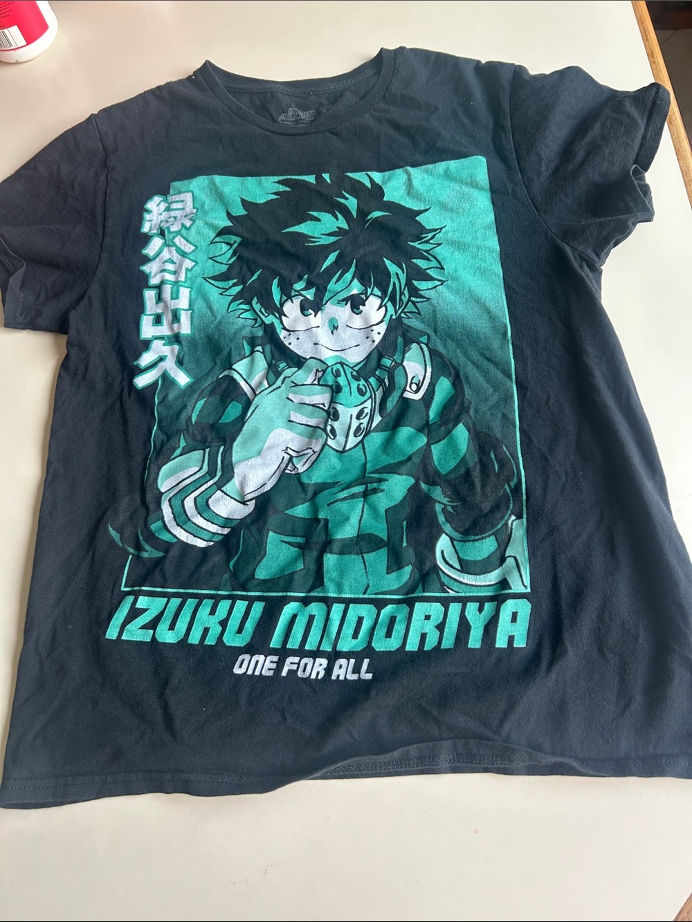Izuku Midoriya Graphic Short Sleeve Tee - Black with Teal Print
